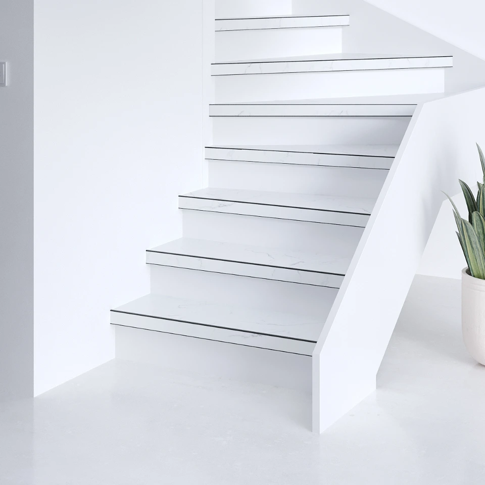 Marble Easy SPC, witte stootborden, sfeerimpressie