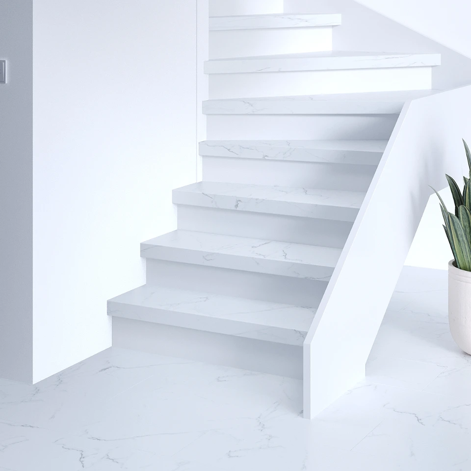 Marble Premium SPC, witte stootborden, sfeerimpressie