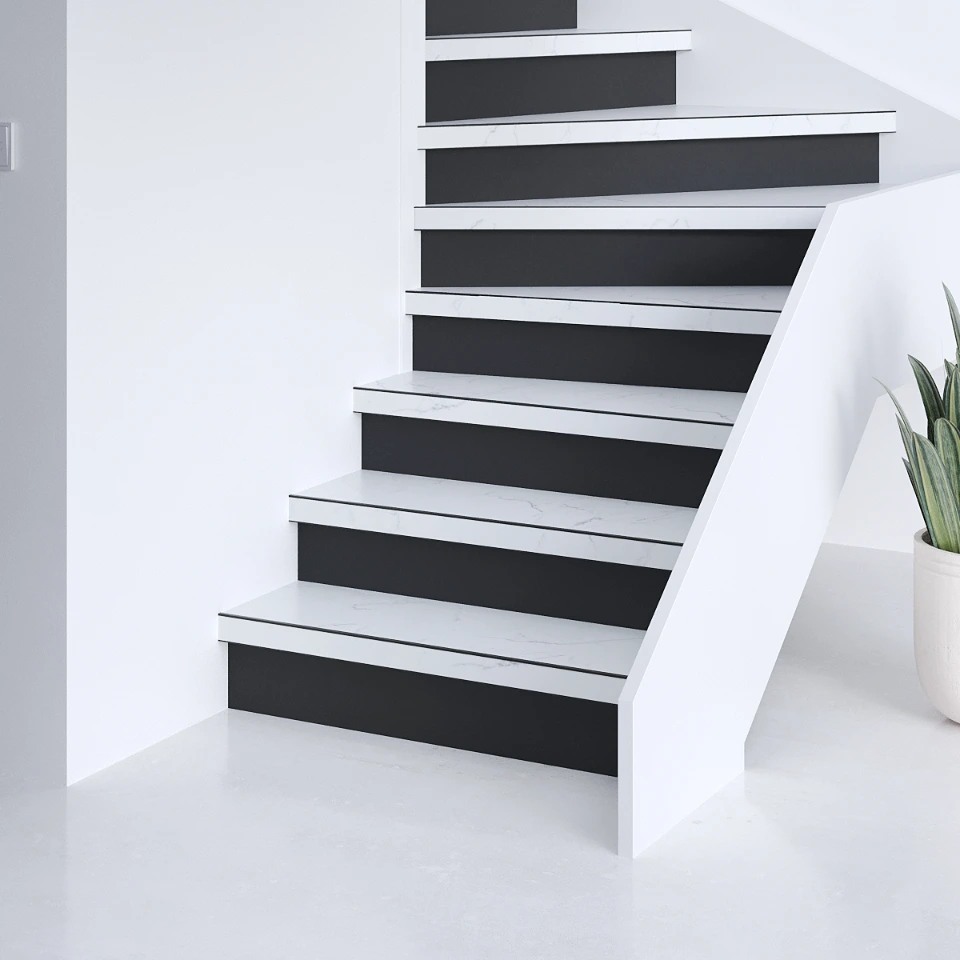 Marble Easy SPC, zwarte stootborden, sfeerimpressie