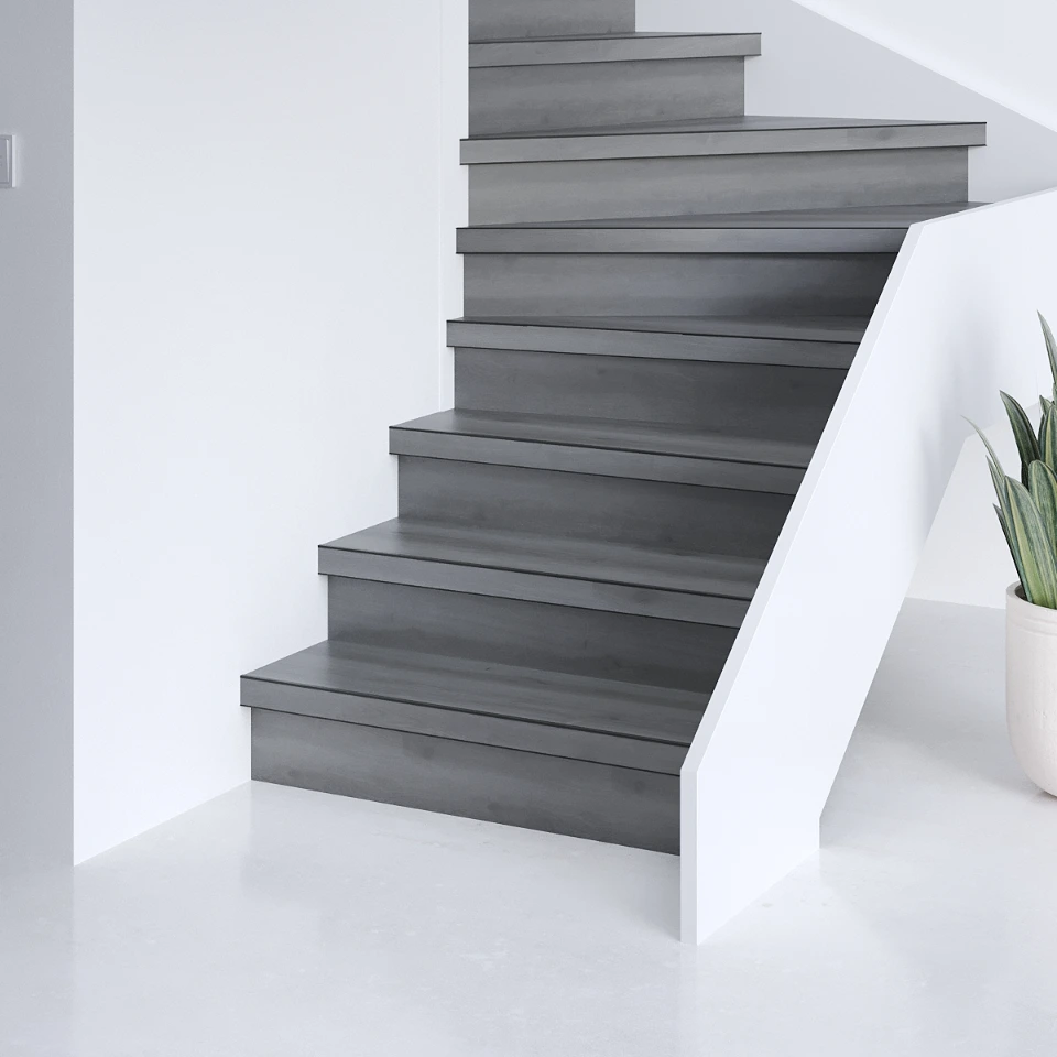 Charcoal Easy SPC, stootborden in charcoal, sfeerimpressie