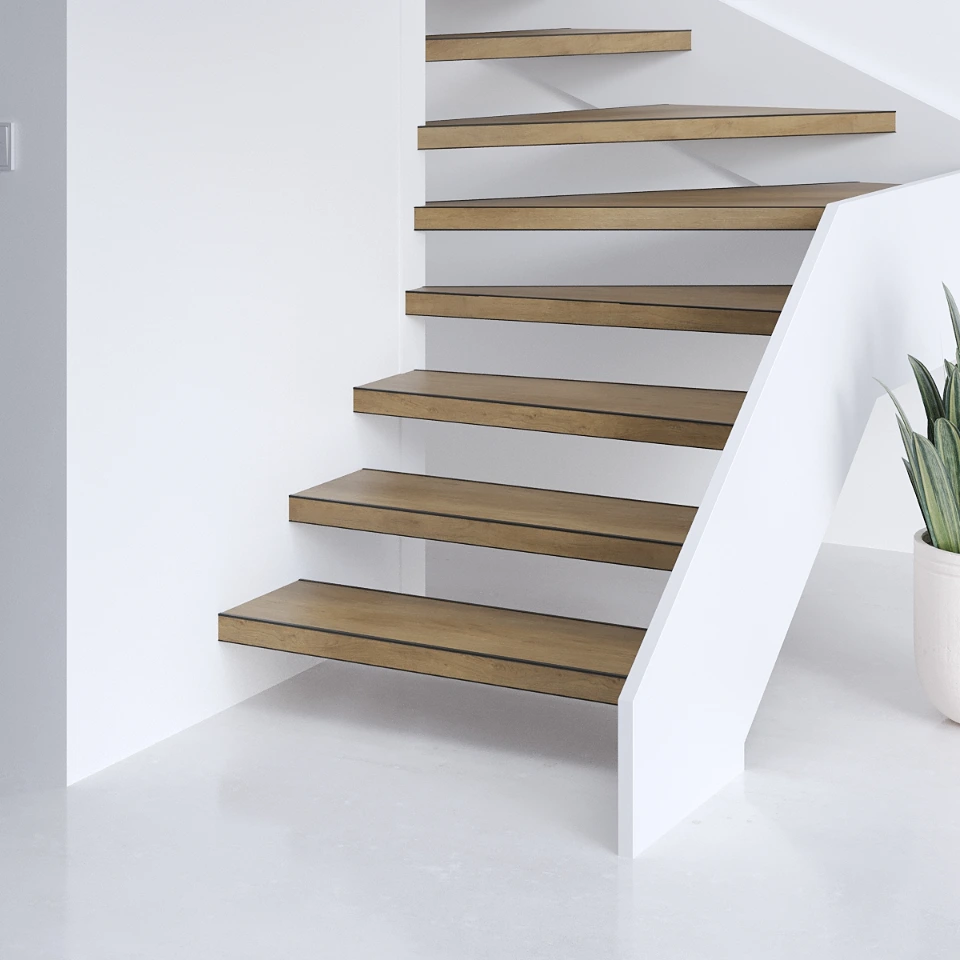 Stormwood Easy SPC, een open trap, sfeerimpressie