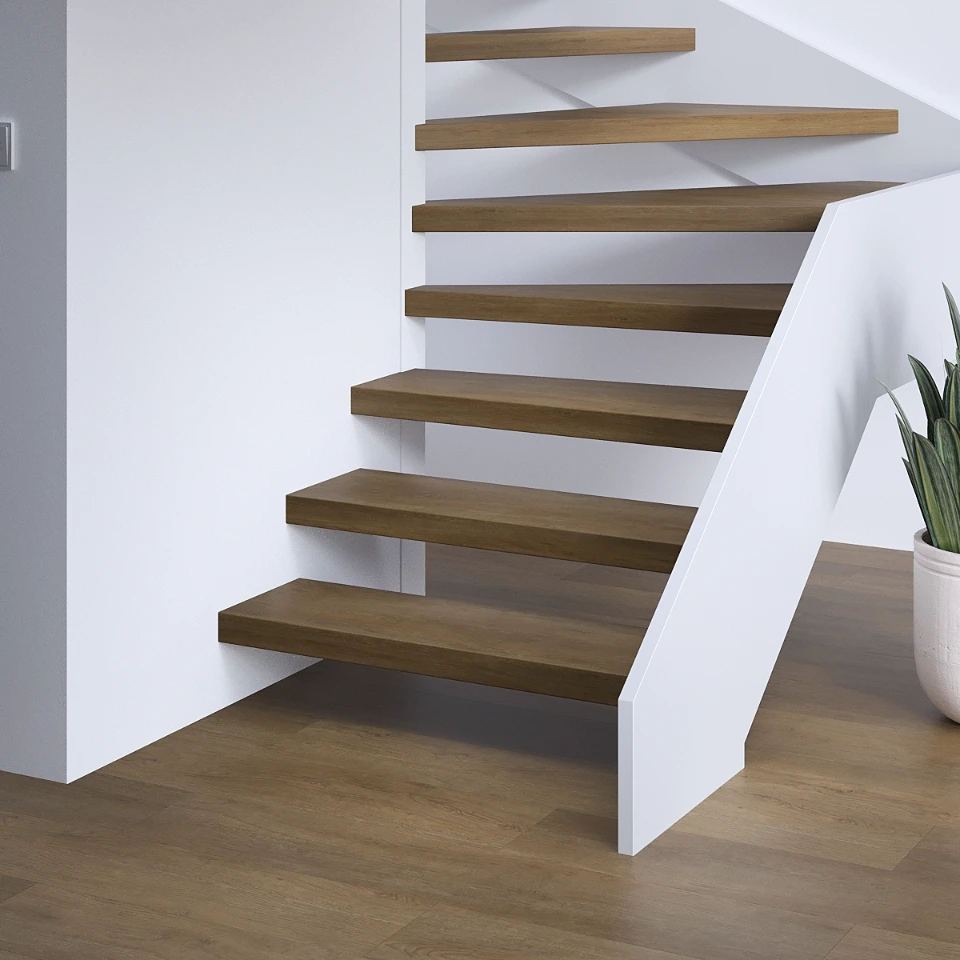 Stormwood Premium SPC, een open trap, sfeerimpressie