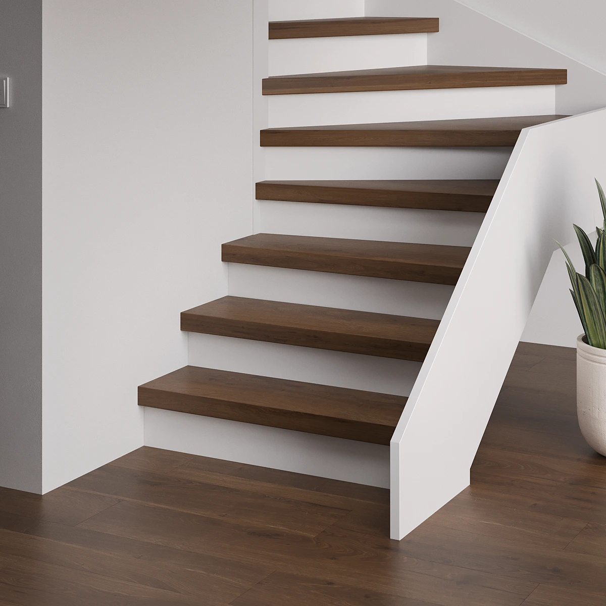 Traprenovatie met houtlook SPC overzettreden