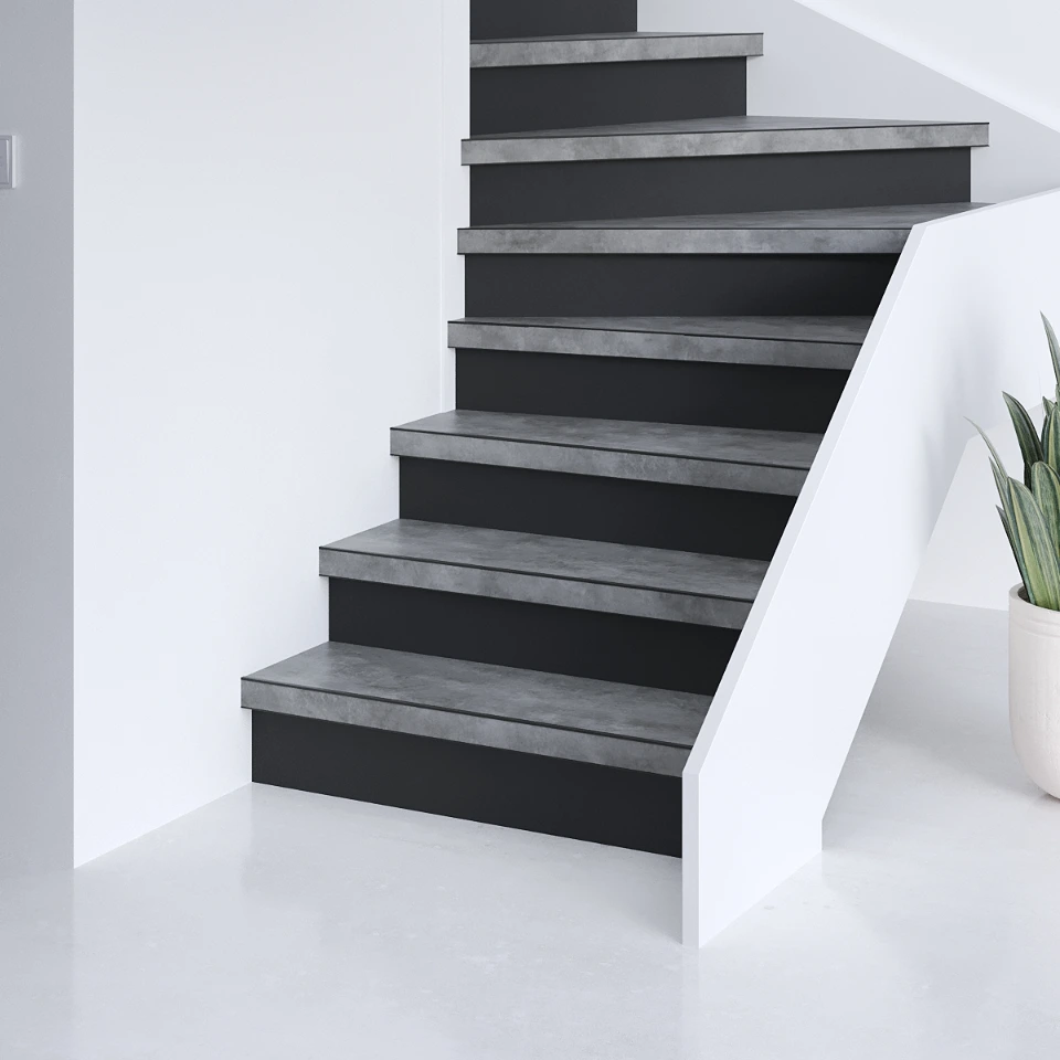 Graphite Easy SPC, zwarte stootborden, sfeerimpressie